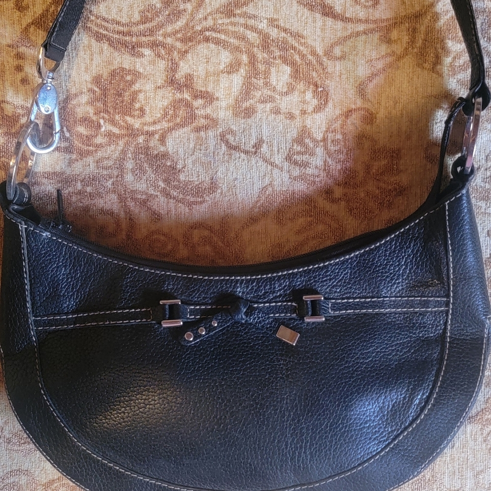 Black pebbled leather Stuart Weitzman bag